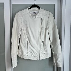ONLY Women's White Faux Leather Jacket
